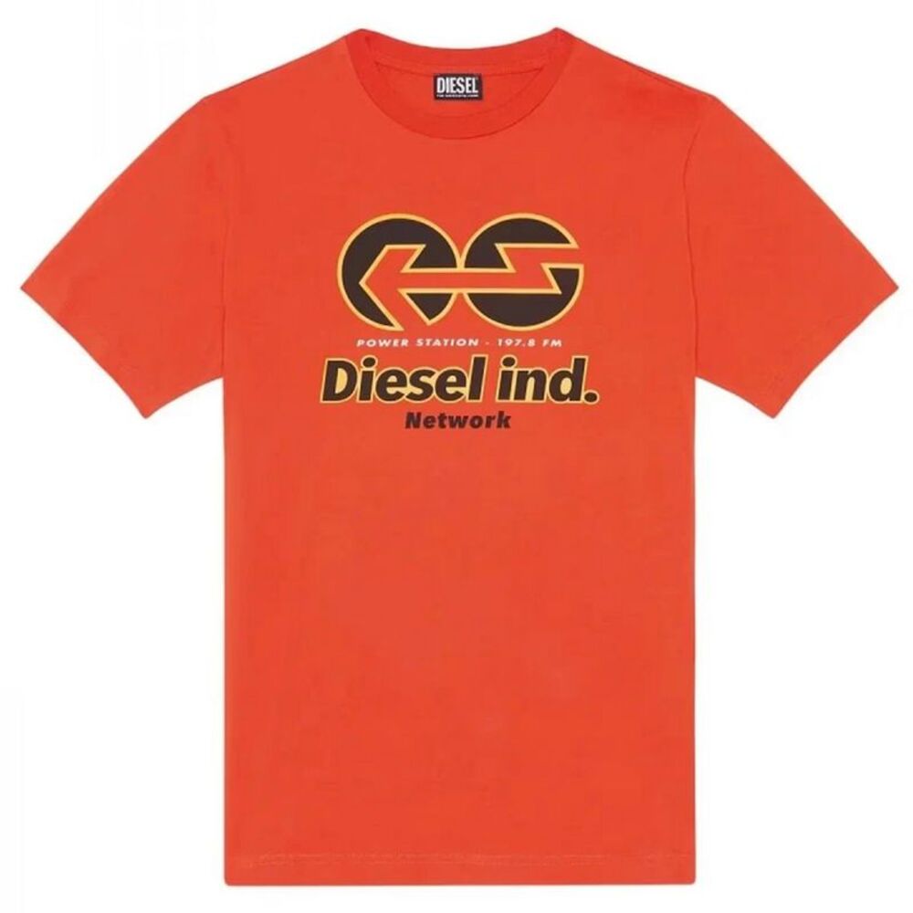 Diesel Unisex Adult Power Station Logo T-Shirt / Orange/Black